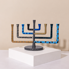 Modern Mosaic Menorah Hand-Painted Enamel Art