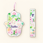 Bubbe’s Floral Acrylic Hamsa Mezuzah Set