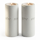 Artisanal Shabbat Candle Holder Set from Concrete - Flow Series