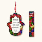 Colorful Acrylic Chai Hamsa Mezuzah Set