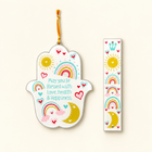 Rainbow Acrylic Hamsa Mezuzah Set