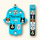 Personalized Dog Lover Hamsa Mezuzah Gift Set