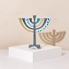 Sculpted Crescent Enamel Menorah
