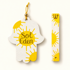 Personalized Sunshine Wood Hamsa & Mezuzah Set