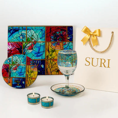 Luxurious and designed Shabbat set - Chagall Blue Series 