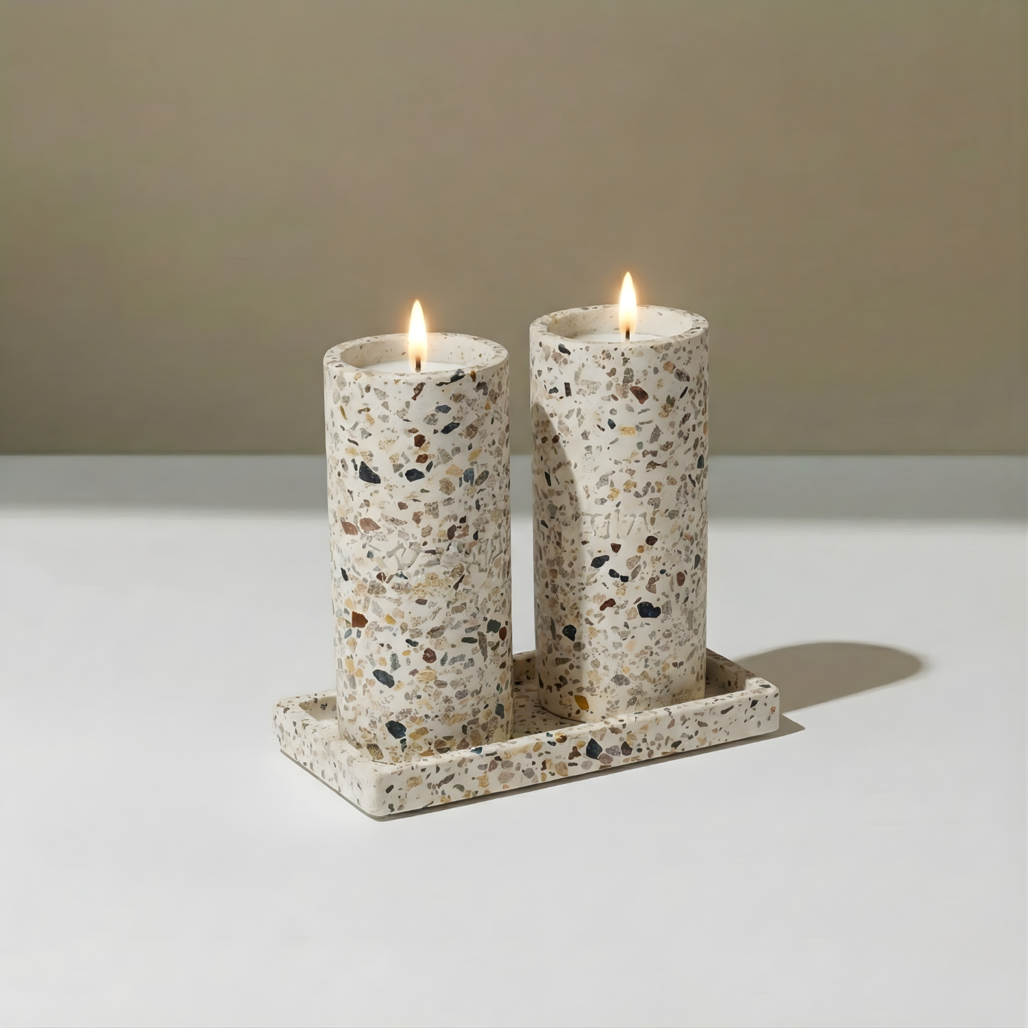 Shabbat Candle Holder with matching tray - Stone Glow Series