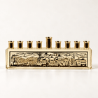 Crystal Hanukkah Menorah with Jerusalem Skyline | Glow