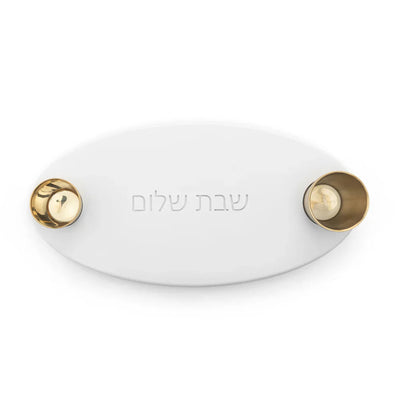 Modern Handcrafted Shabbat Tray Wine Cup– Capri Series  White
