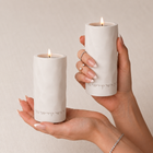 Tall geometric concrete candle holders in a stone tone | Soft Wave Model