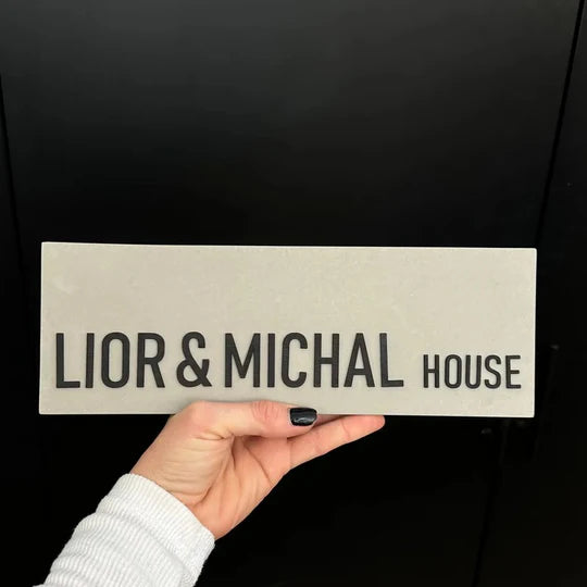 Personalized house sign made of gray concrete - HOUSE series (Copy)  Door sign + number sign