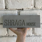 A spectacular home sign with a personalized design made of natural gray concrete with engraving - Concrete Chic series