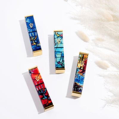 Colorful Mezuzah Inspired by Chagall Windows – Chagall Series 