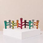 Linear Mosaic Hand-Painted Enamel Menorah