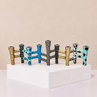 Geometric Mosaic Enamel Menorah