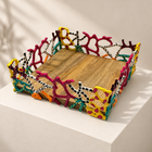 Coral Serving Tray Hand-Painted Enamel Décor