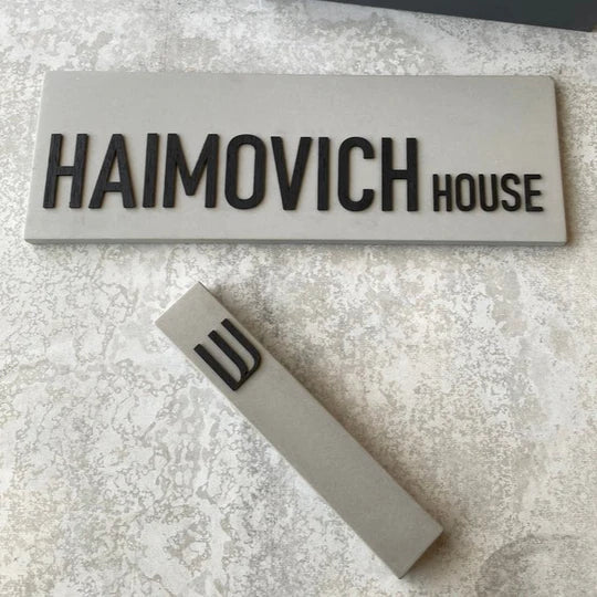 Personalized house sign made of gray concrete - HOUSE series (Copy)  Door sign + Mezuzah case