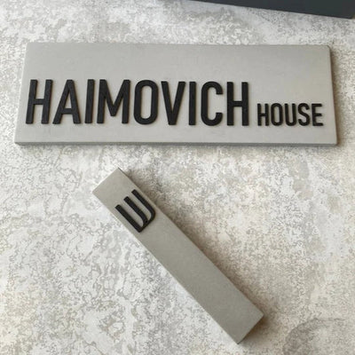 Personalized house sign made of gray concrete - HOUSE series (Copy)  Door sign + Mezuzah case