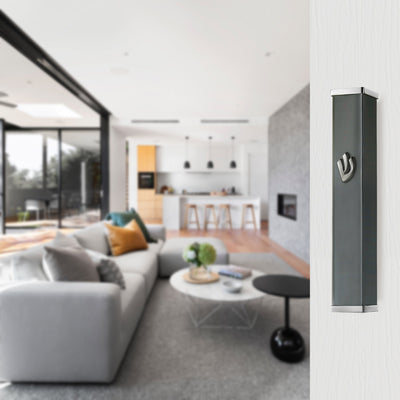 Candy Mezuzah – Sparkling Gray with Contemporary Lines  L - 6" (Fits 4" or 5" scroll) / Dark Gray