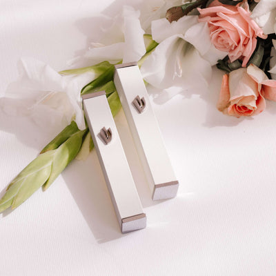 Candy Mezuzah – Blush Pink with Subtle Grooved Design 