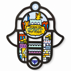 Jerusalem Stained Glass Hamsa Metal Wall Art