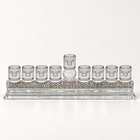 Glass Hanukkah Menorah with Textured Base | Mesh