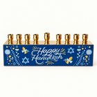 Blue Floral Festive Hanukkah Menorah