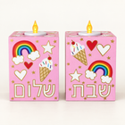 Personalized Ice Cream & Rainbows Candle Holder Set