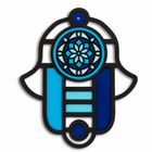 Blue Stained Glass Hamsa Metal Wall Art