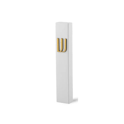 A handmade home sign made of clean white concrete with gold lettering - Israel Series 