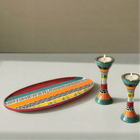 Elegant Artistic Hand-Painted Judaica Set - Premium Shabbat Series