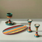 Elegant Artistic Hand-Painted Judaica Set - Premium Shabbat Series