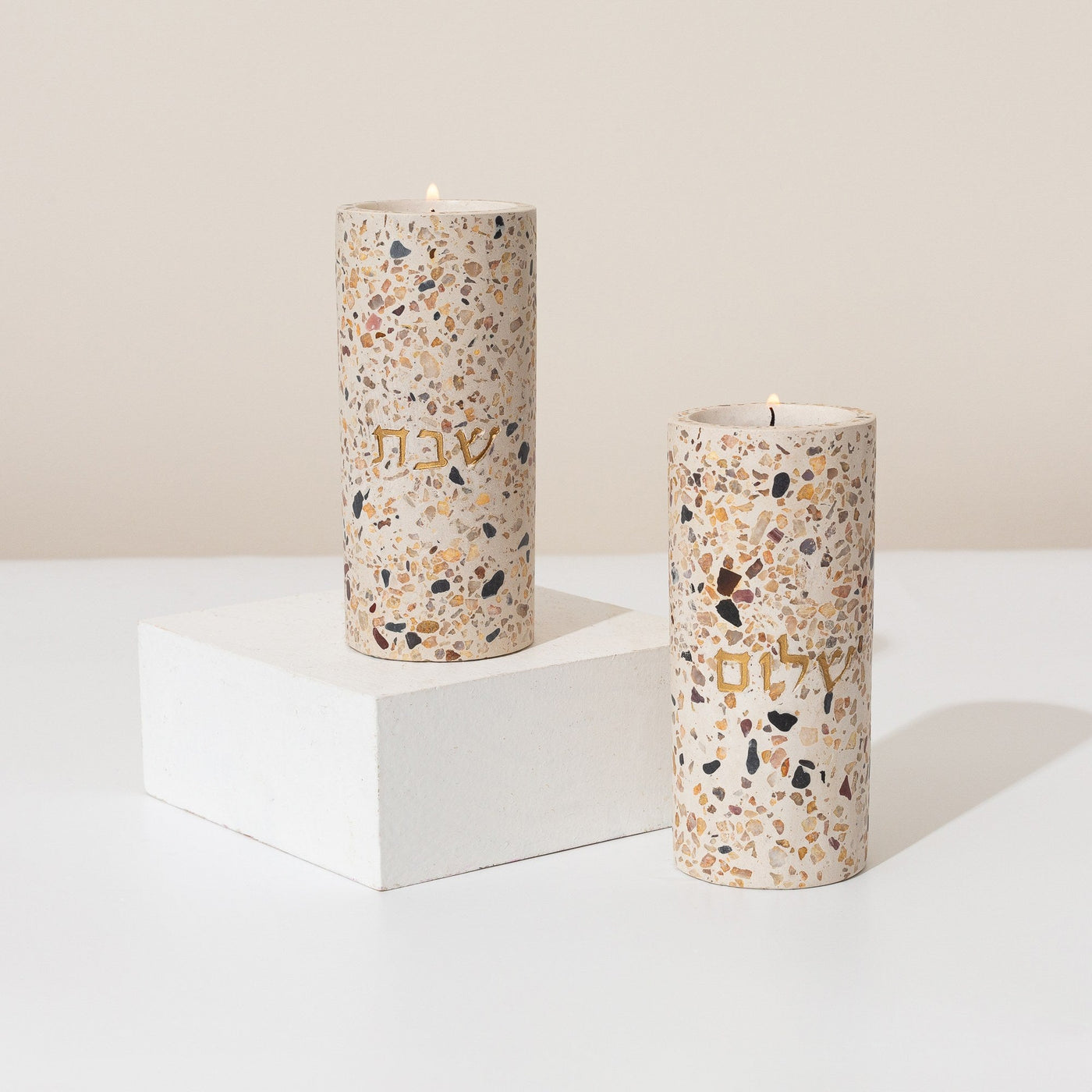 Handcrafted Shabbat Candlesticks – Terrazzo Series 