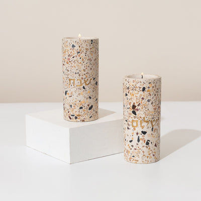 Handcrafted Shabbat Candlesticks – Terrazzo Series 