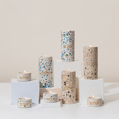 Handcrafted Shabbat Candlesticks – Terrazzo Series 