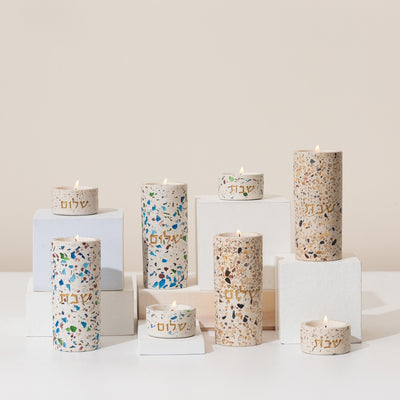 Handcrafted Shabbat Candlesticks – Terrazzo Series 