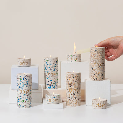 Handcrafted Shabbat Candlesticks – Terrazzo Series 