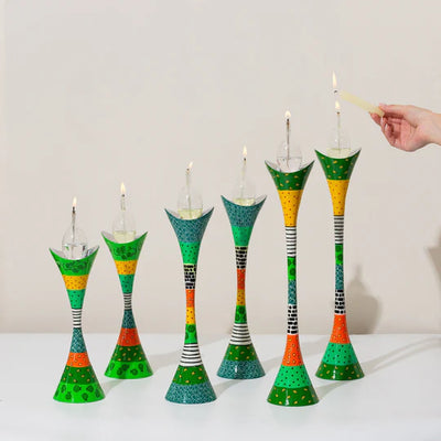 Modern Shabbat Candlesticks – Premium Curved Series (Copy)  M (12x25 cm) / Green