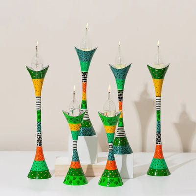 Candleholders designed from hand-cast aluminum in red, Premium Curved series 