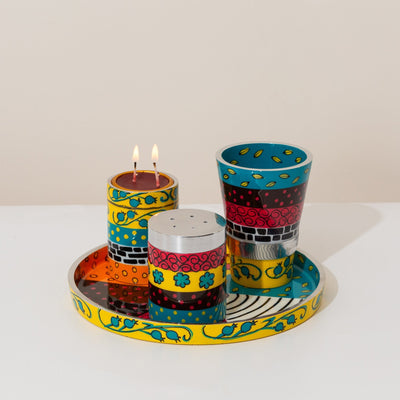 Handcrafted Havdalah Set with Colorful Enamel - Premium Series 