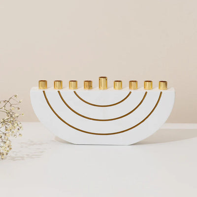 Concrete menorahs in a clean design with gold canes - GLAM Series 