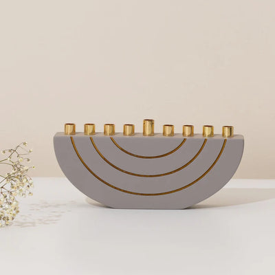 Concrete menorahs in a clean design with gold canes - GLAM Series 