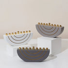Concrete Menorahs in a Clean Design with Gold Canes - GLAM Series