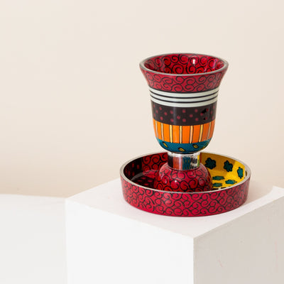 Ceremonial Kiddush Wine Cup - Premium Curved Series  11x11 (M) / Red