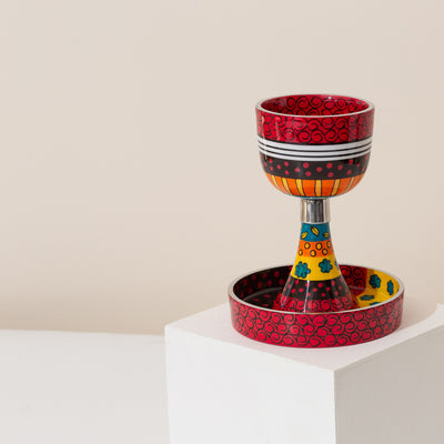 Red Painted Kiddush Cup - Classic Premium