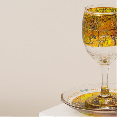 Elegant Shabbat Set with Yellow Enamel – Chagall Yellow Series 