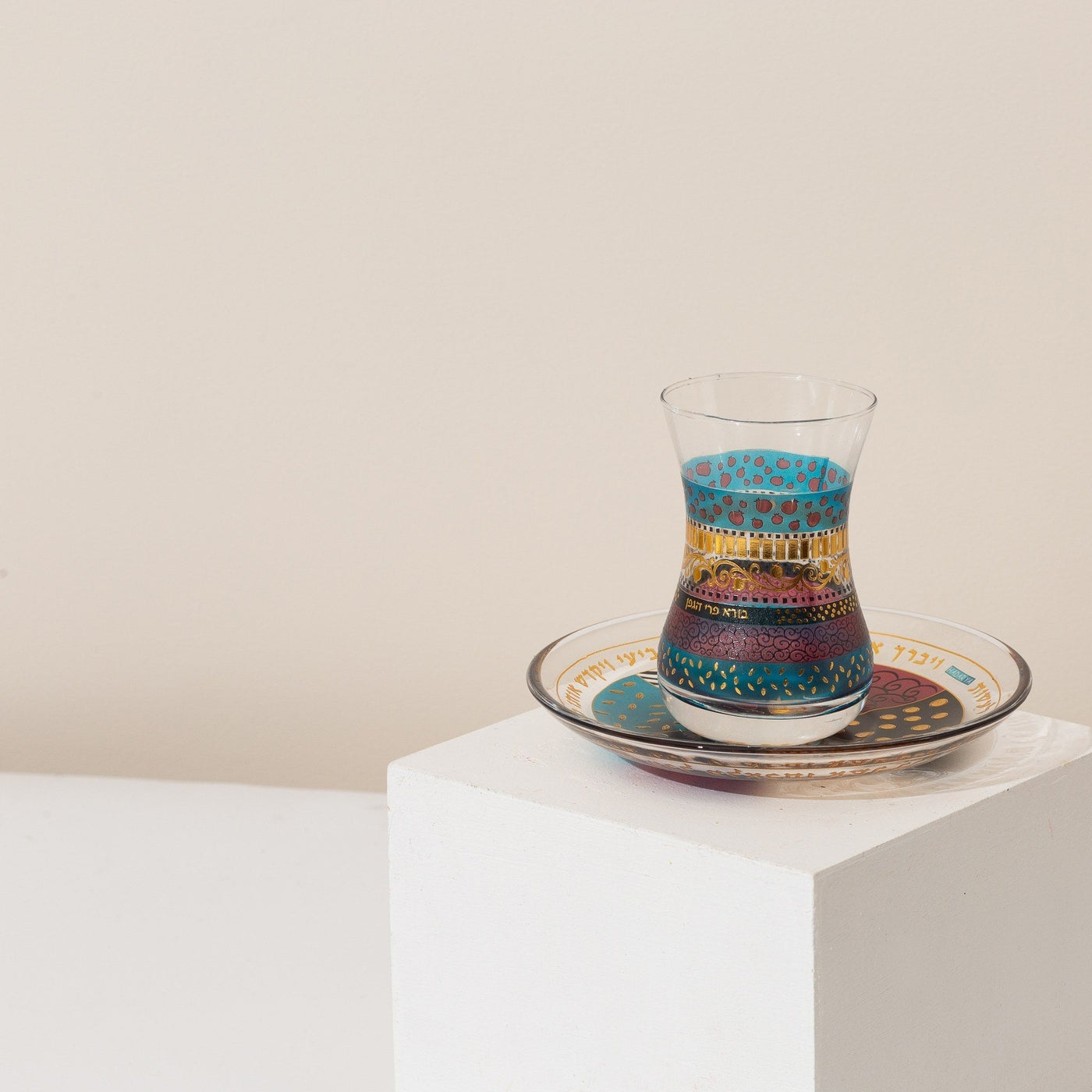Luxury Jewish Ritual Glass with Silver and Colorful – – Glass & Colors Series