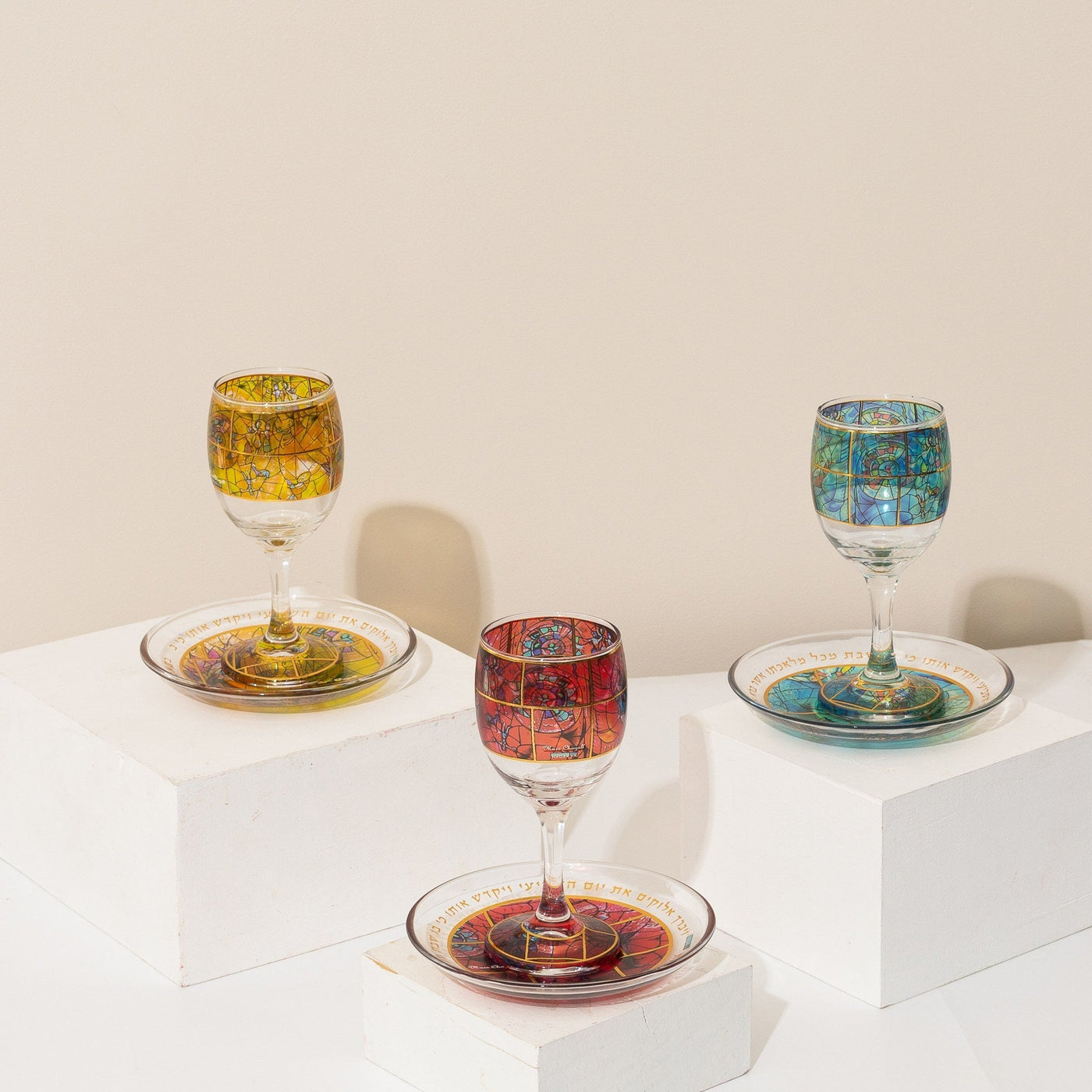 Gold Etched Glass Kiddush Cup – Chagall Glass Series 