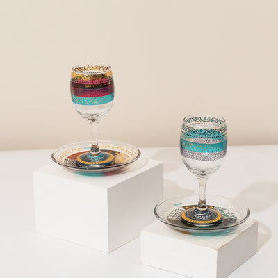Elegant Kiddush Wine Glass with Colorful Silver – Glass & Colors Series