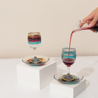Luxury Jewish Ritual Glass with Silver and Colorful – – Glass & Colors Series