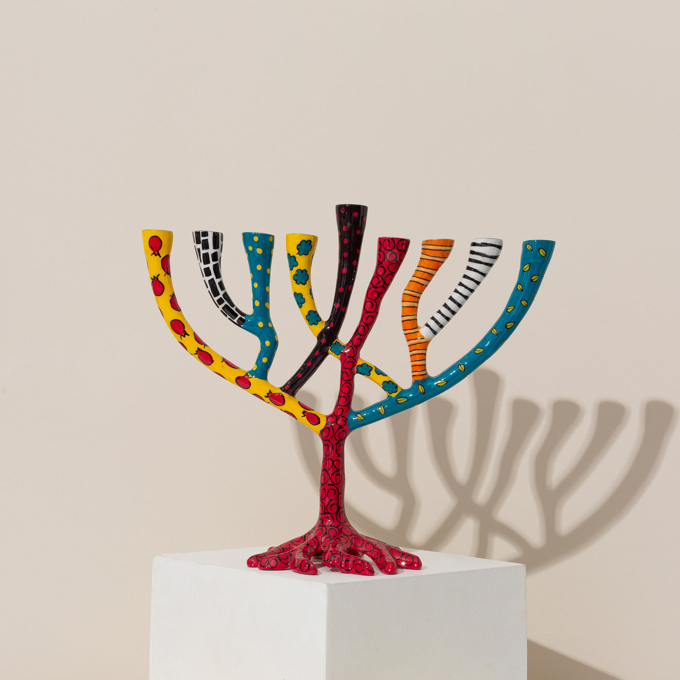 Aluminum Hanukkah Menorah - Enamel Painted - The Wild Tree